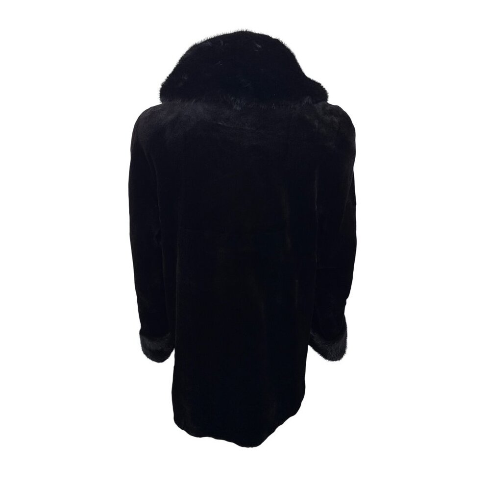 Vintage Silverman Black Sheared Black Mink Fur Coat With Mink Collar & Cuffs Siz - Picture 3 of 9